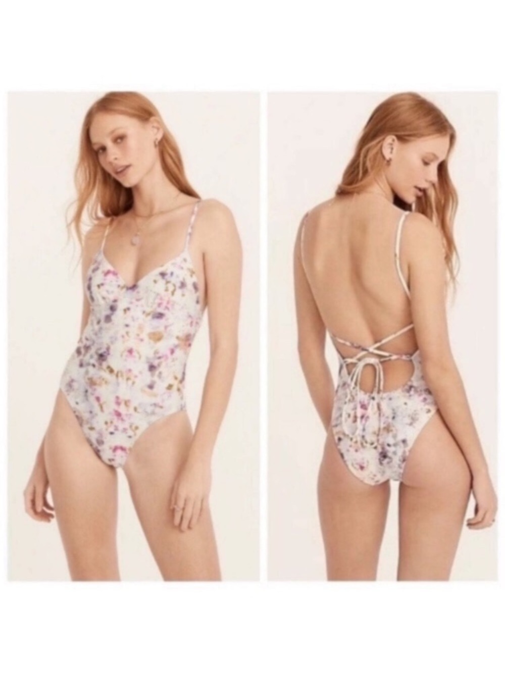 J. Crew x Flora Obscura One Piece Swimsuit size 6 NWT Abstract Floral MSRP $118 - Picture 4 of 9